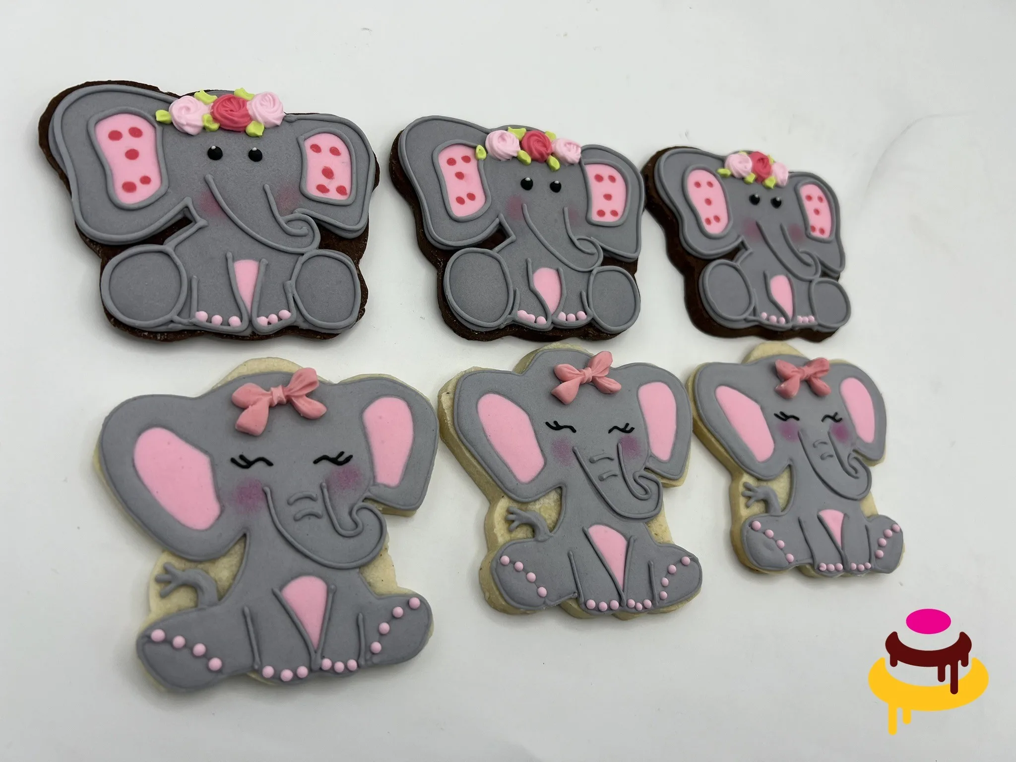 Custom hand-piped elephant shaped cookies San Francisco Bay Area